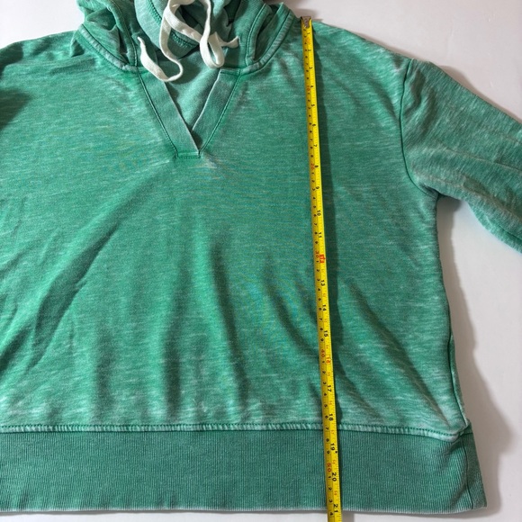 Jane and Delancey Hoodie V-Neck Pullover Drawstring Ribbed Chic Green Size Small - Picture 12 of 14